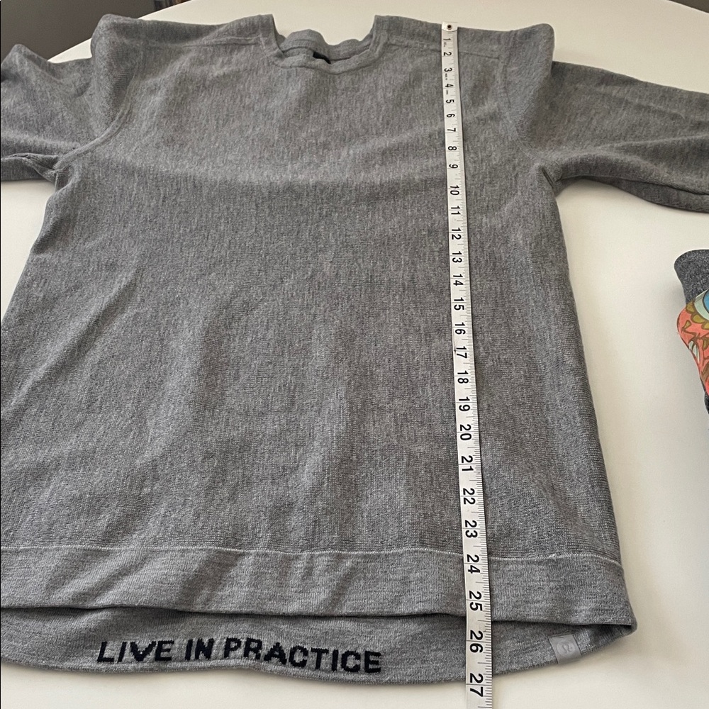 Lululemon Gray Crewneck Sweater Live In Practice Logo‎ Tag See Measurements - Picture 9 of 10